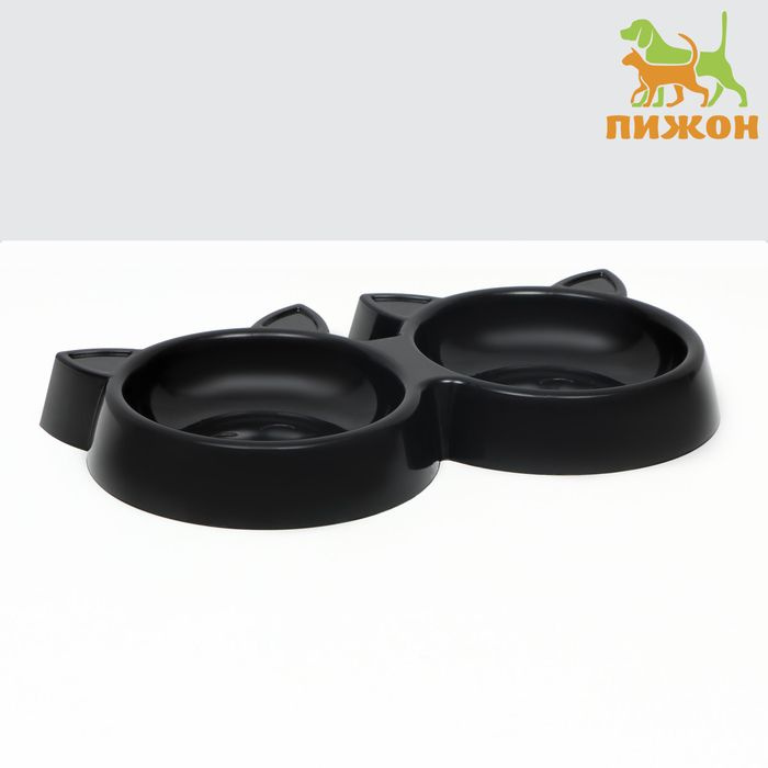 Миска двойная "Кошка" 27 х 14 х 13,5 см, черная #1