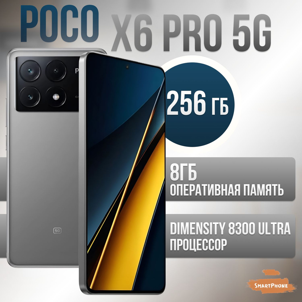 Poco Смартфон POCO X6 Pro 5G Global 8/256 ГБ, серый #1