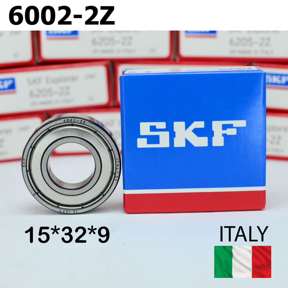Подшипник SKF 6002-2Z (6002 ZZ / 80102 / 102) размер 15*32*9 Италия, универсальный  #1