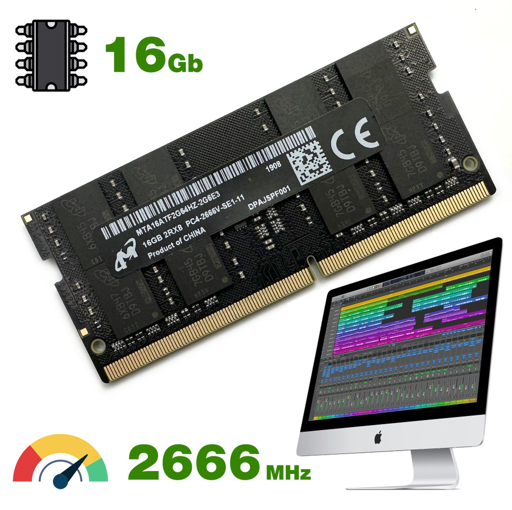 Micron Оперативная память DDR4 16Gb 2666 Mhz MTA16ATF2G64HZ-2G6E3 PC4-2666V SoDimm для iMac 1x16 ГБ (MTA16ATF2G64HZ-2G6E3) #1
