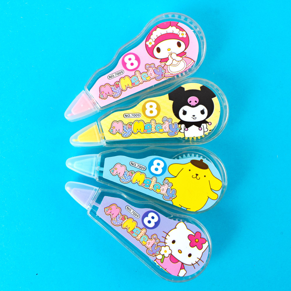 Корректирующая штрих лента Kuromi Куроми, My Melody, Pomporin, Hello Kitty набор 4 штуки  #1