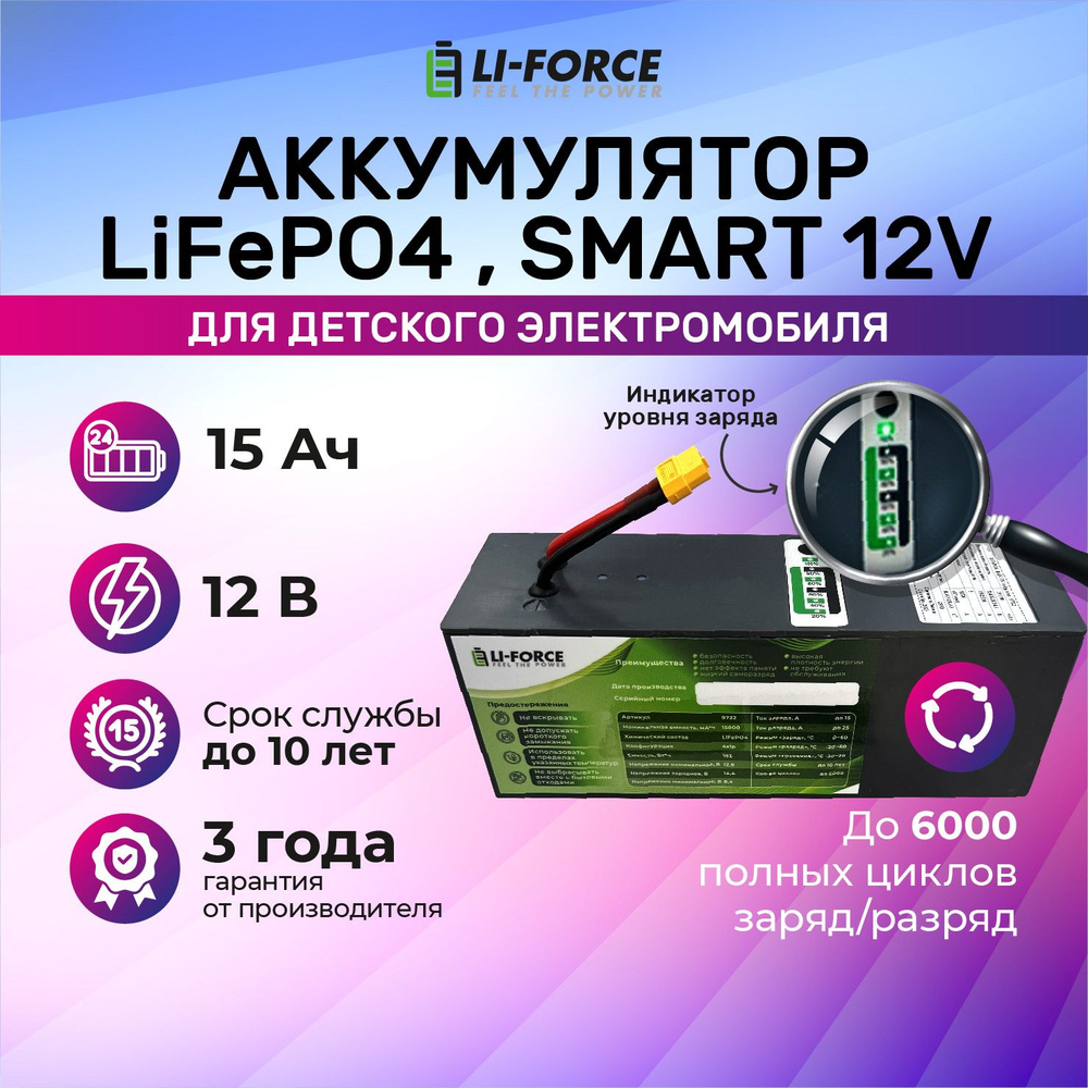 Аккумуляторная батарея, 12В 15Aч, LF-1215-9722 (LiFePO4, SMART, P) #1