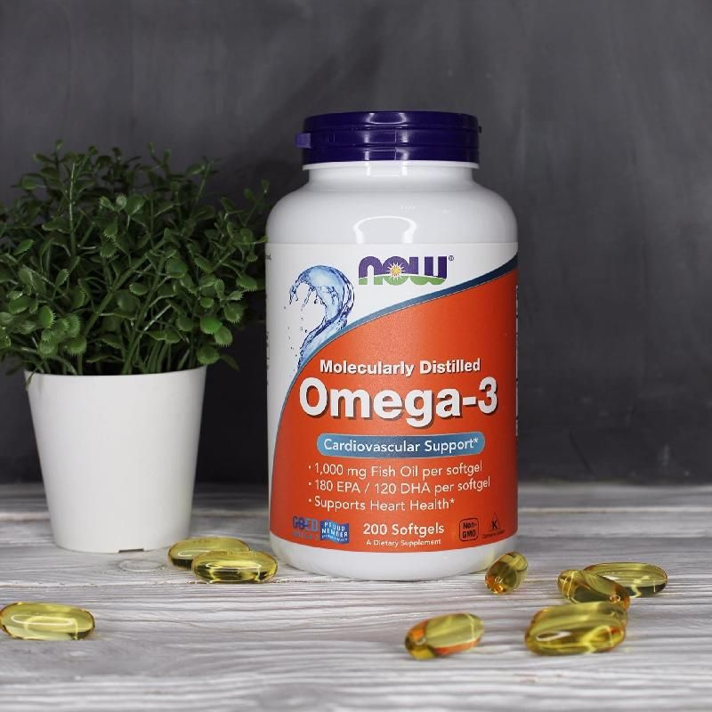NOW omega 3, рыбий жир омега 3, 200 капсул #1