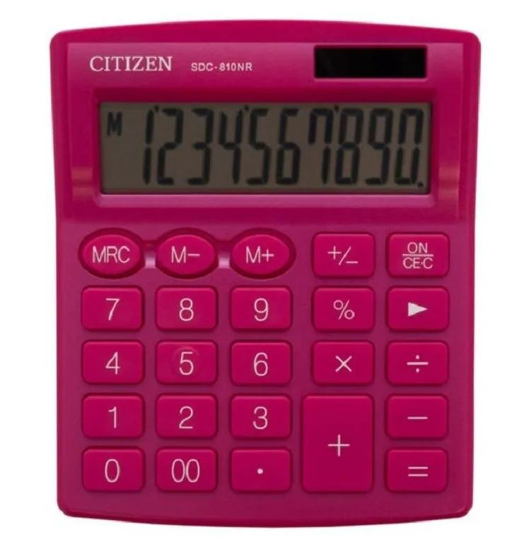 Калькулятор настольный Citizen SDC810NRPKE, 10 разр., двойное питание, 127*105*21мм, розовый  #1