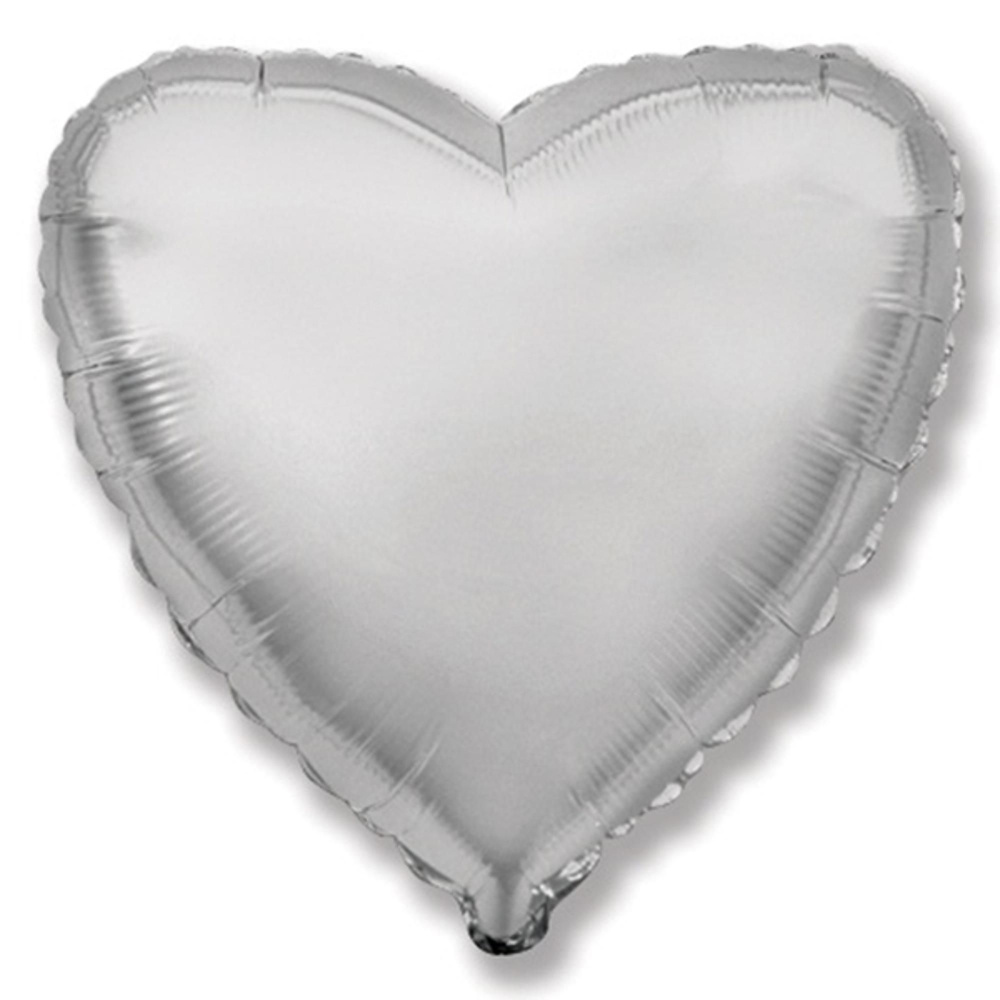 Сердце SILVER 18"/45 см фольгированный шар #1