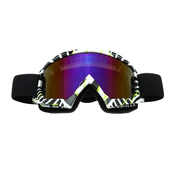 Очки-маска для езды на мототехнике Sima-land стекло сине-фиолетовый хамелеон, бело-черные, ОМ-19  #1