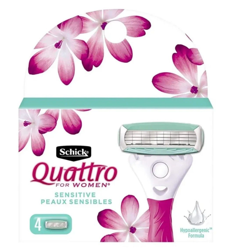 Сменные кассеты для женской бритвы Schick Quattro for Women Sensitive 4 шт.  #1