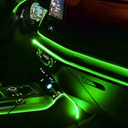 Неоновая нить в авто, 3 метра, USB, зеленый, атмосферная подсветка салона автомобиля, светодиодная лента #1