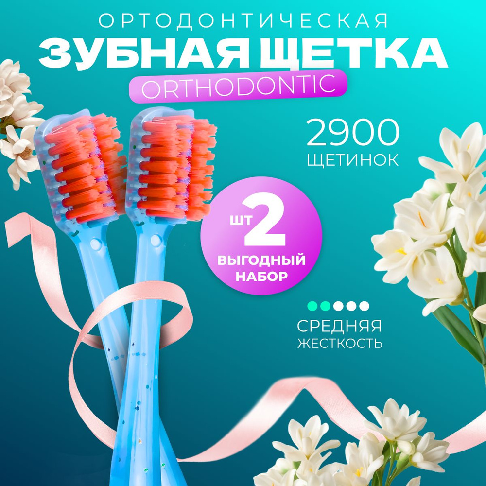 Набор Ортодонтических зубных щеток PESITRO ORTHODONTIC 2 шт. Голубой  #1