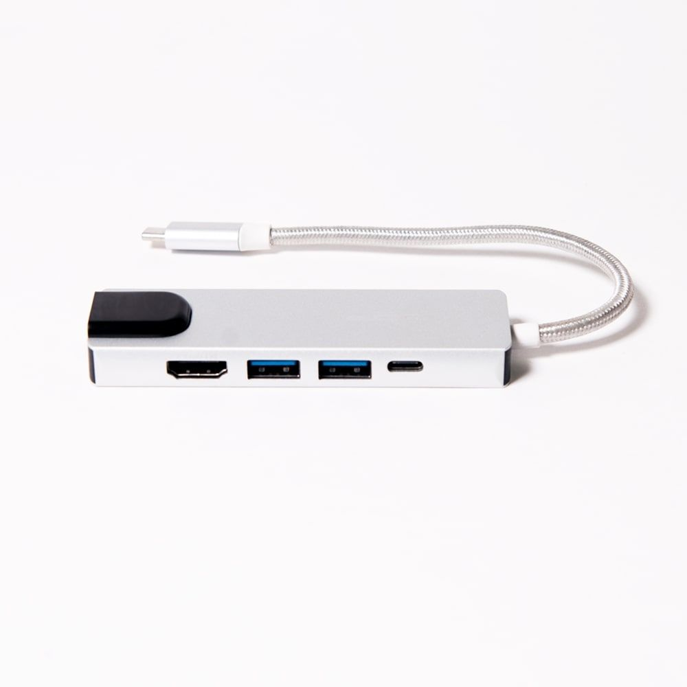 Универсальный USB-разветвитель ATOMevolution Type-C 3.1 - 2*USB А 3.0/HDMI/USB Type-C серебряный  #1