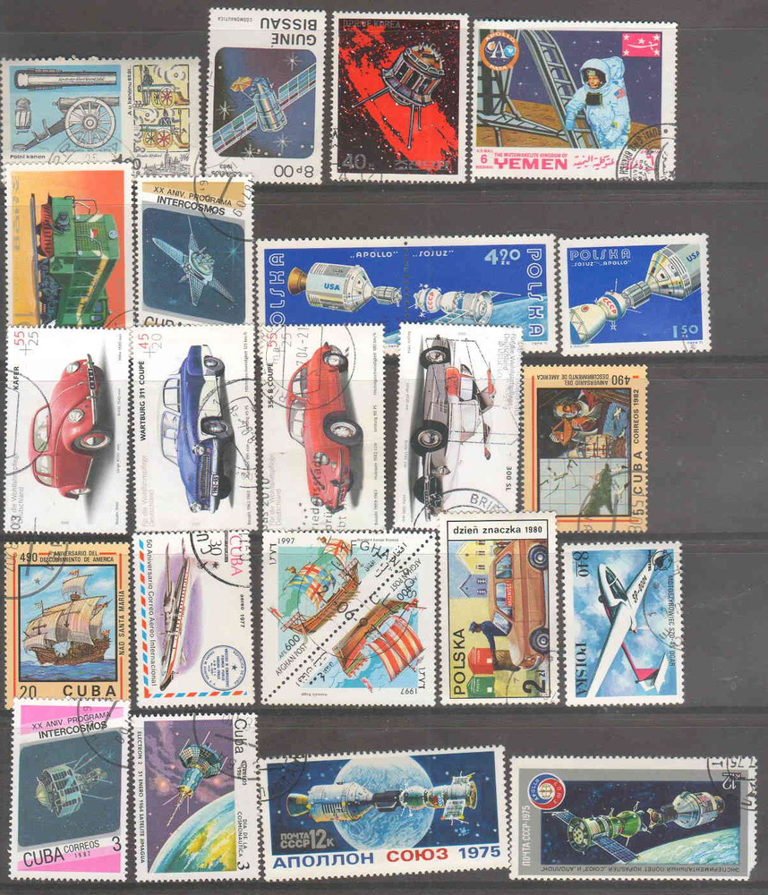 Набор из 24 марок "Транспорт". Разные страны,1980-1990 #1