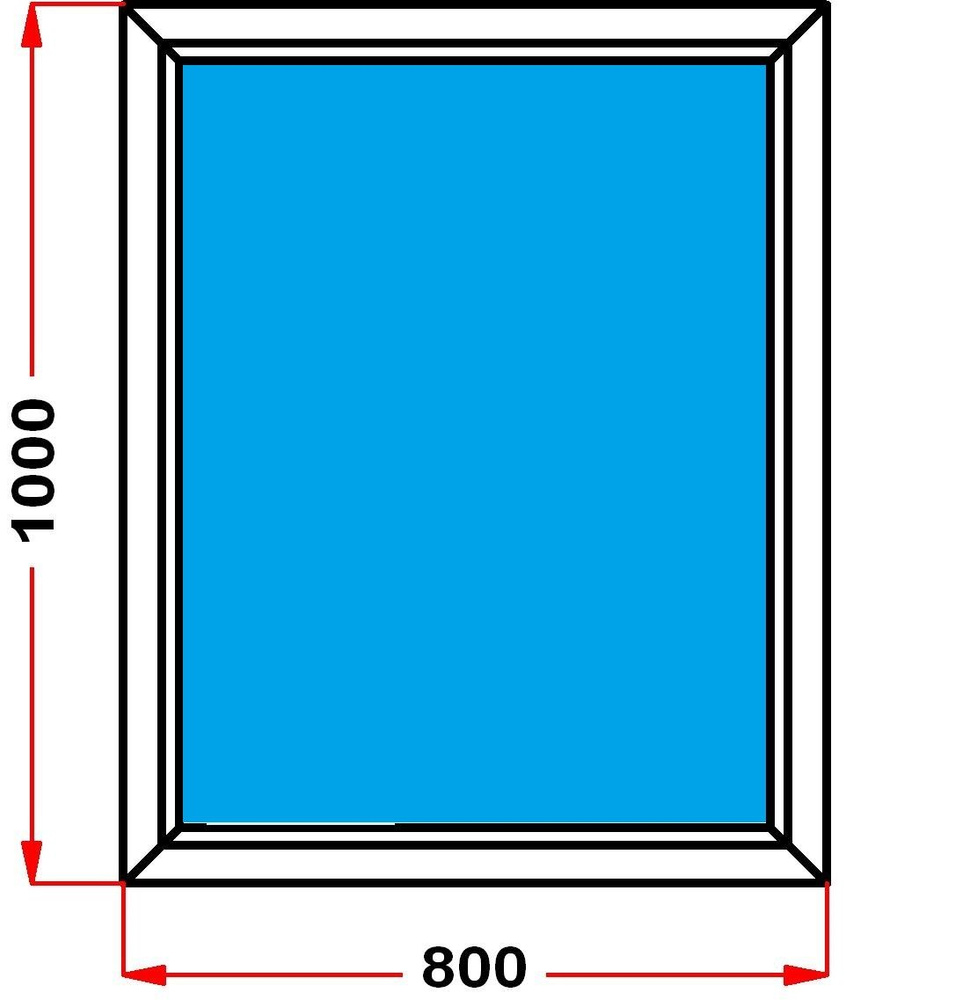 Окно из профиля Grunder 70 мм (1000 x 800), не открывающееся, стеклопакет 3 стекла  #1