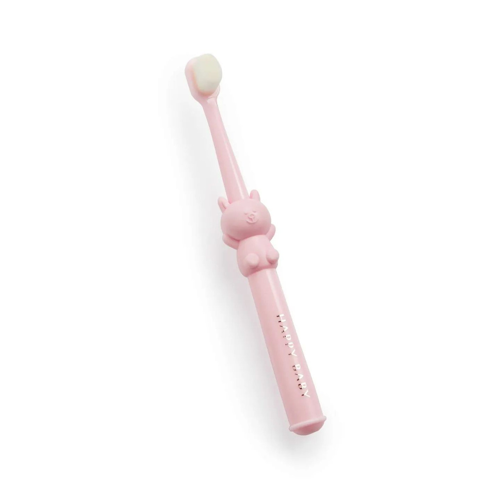 Детская зубная щётка Happy Baby с мягкой щетиной розовая мишка  #1