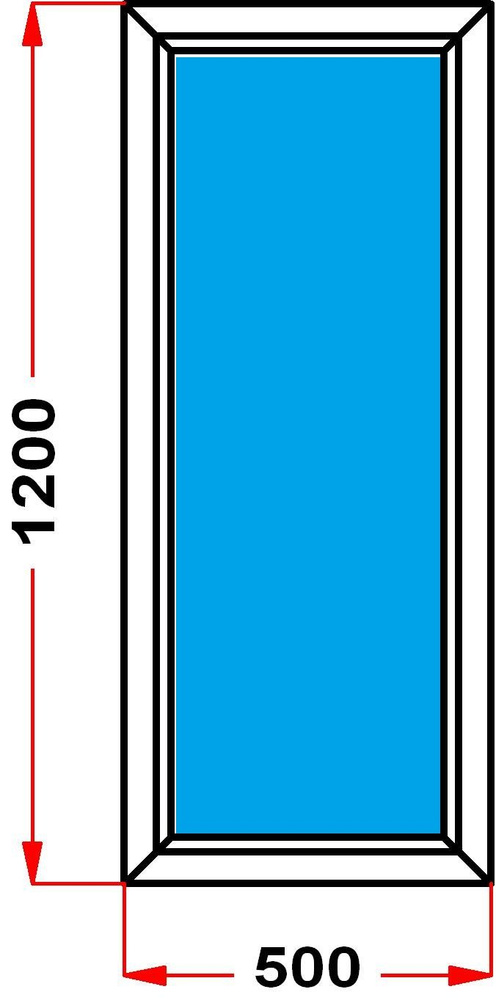 Окно из профиля Grunder 70 мм (1200 x 500), не открывающееся, стеклопакет 3 стекла  #1