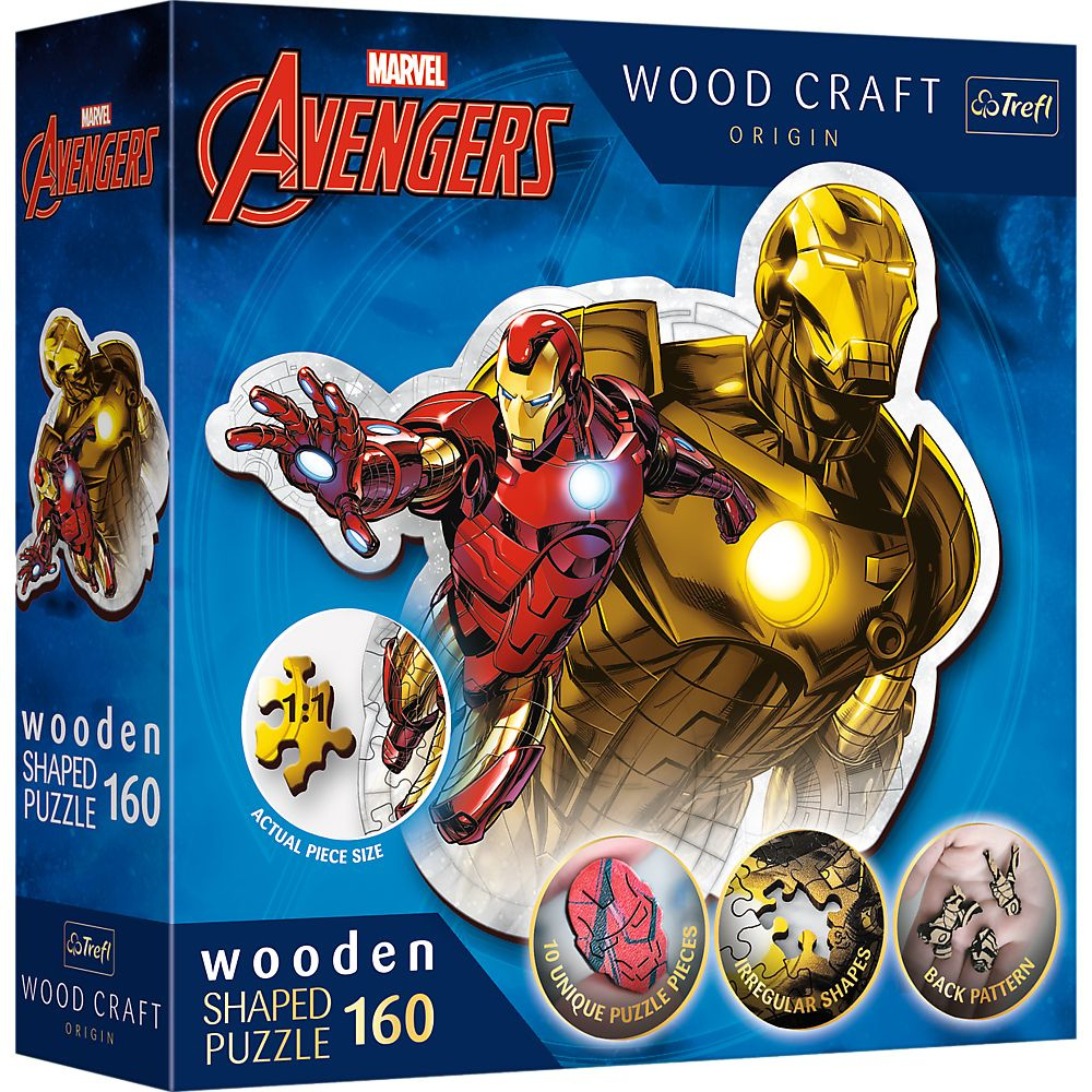 Marvel Brave Iron Man (Марвел Железный человек) деревянный ЭКО пазл Trefl, 160 деталей  #1