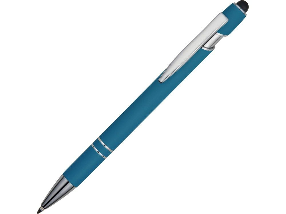 Ручка металлическая soft-touch шариковая со стилусом Sway, синий/серебристый  #1