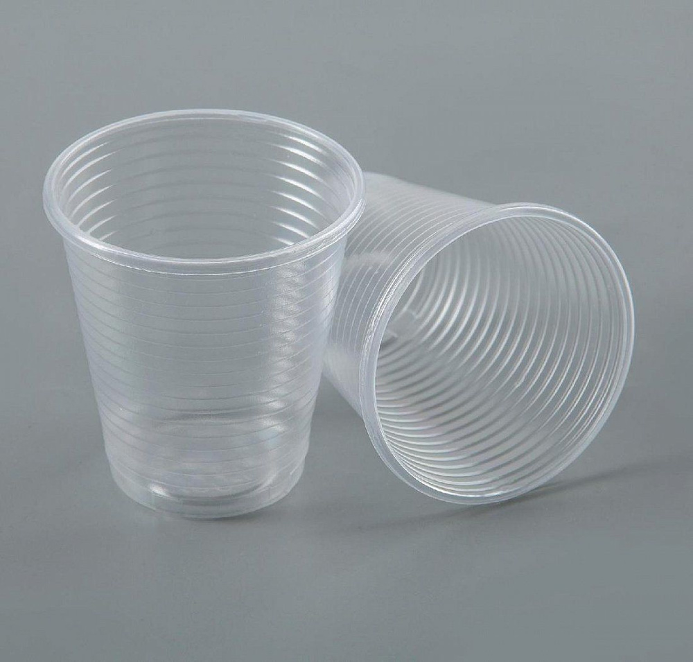 Одноразовые стаканы 100 шт., 100 мл, пластиковые, Clever Paper, прозрачные, холодное/горячее  #1