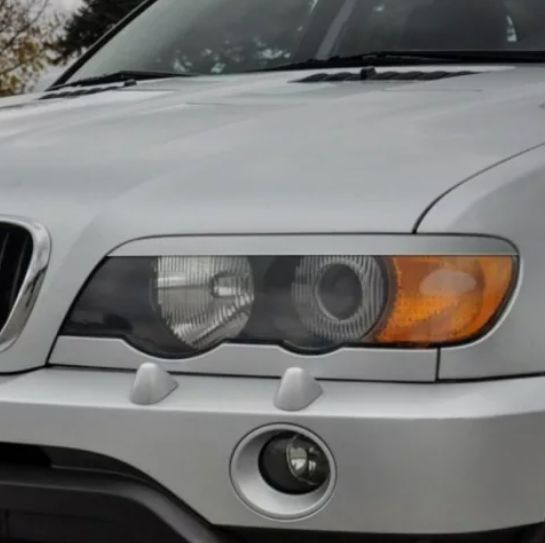 Реснички на фары BMW X5 1999-2003г - под покраску в сером грунте 2 шт.  #1