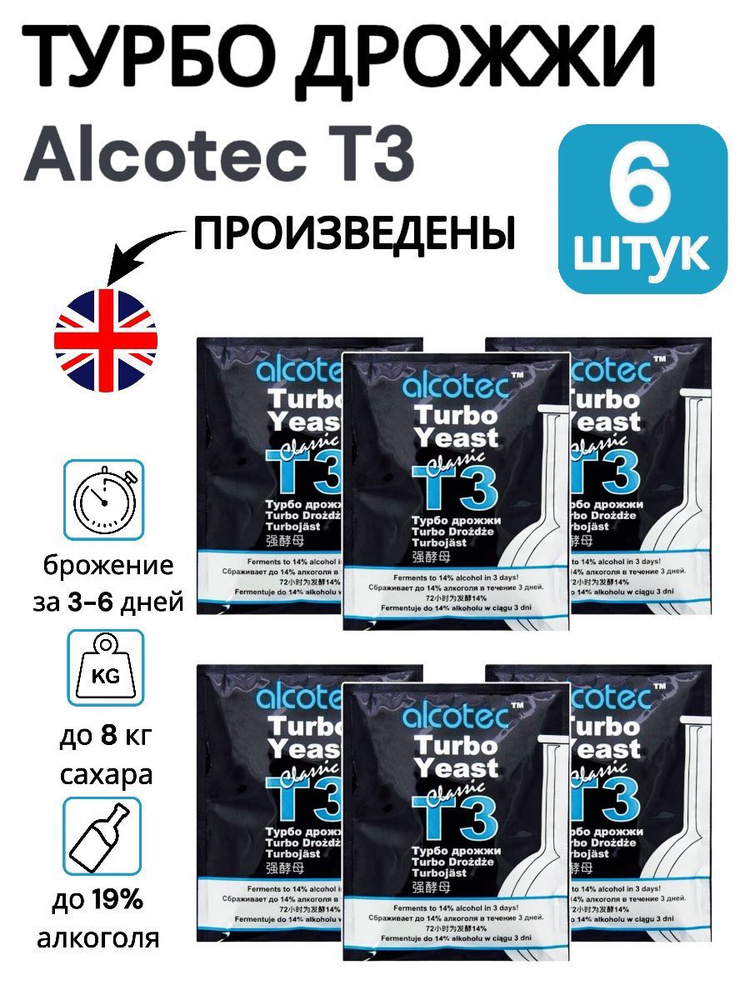 Alcotec Дрожжи Сухие активные Спиртовые 720г. 6шт. #1