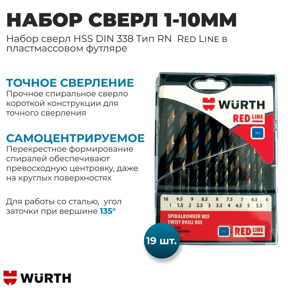 Набор сверл Wurth 1-10mm, 19 шт. #1