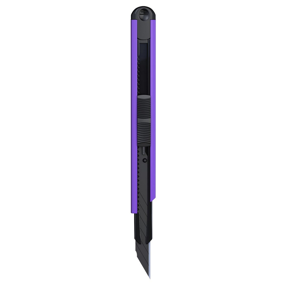 Нож канцелярский 9мм Berlingo "Color Zone", черное лезвие, auto-lock, металл. направл., фиолетовый, европодвес #1