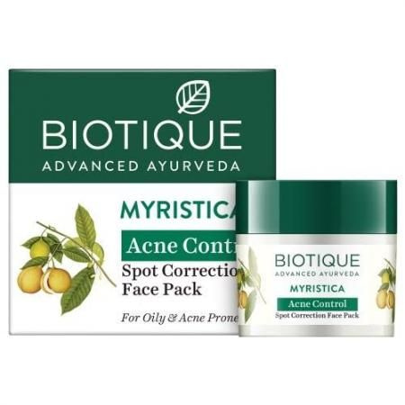 Biotique Маска для лица против акне Myristica acne control spot correction cream, с порошком мускатного #1