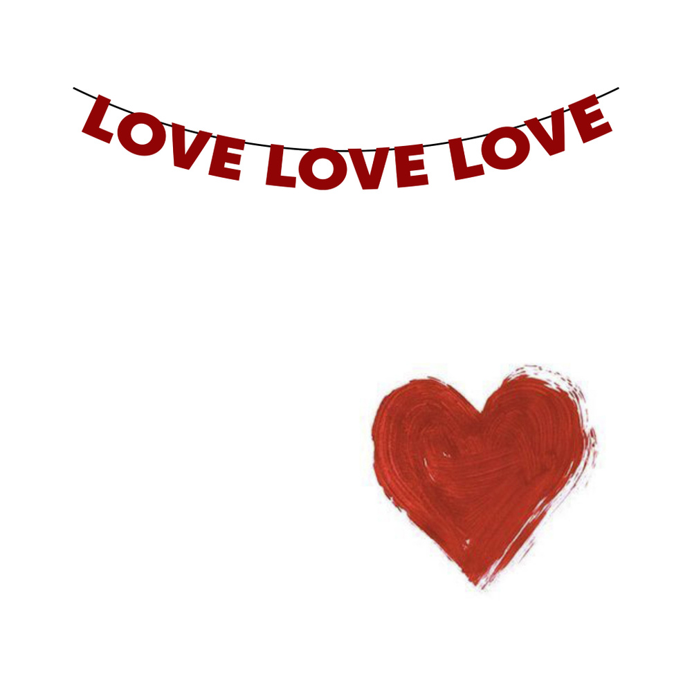 Гирлянда бумажная растяжка из букв красная - LOVE LOVE #1