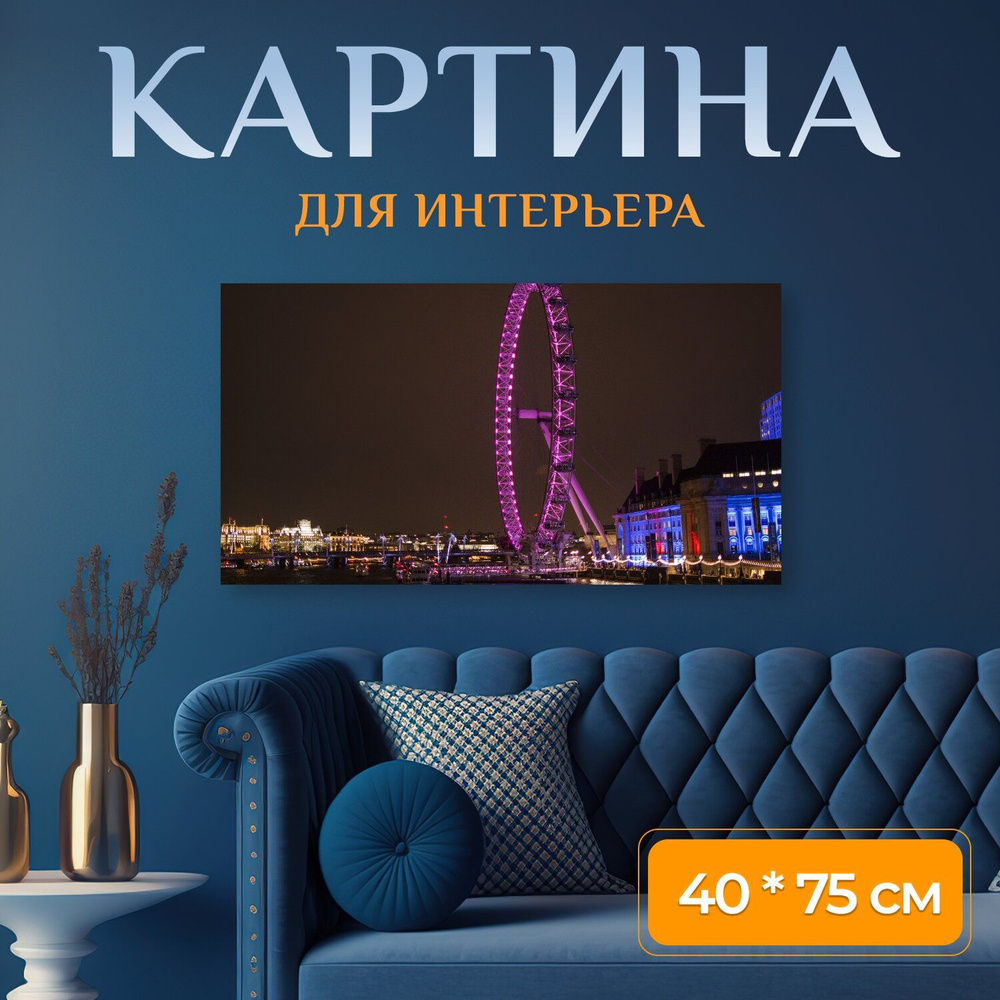 LotsPrints Картина "Лондон, город, лондонский глаз 36", 75 х 40 см  #1