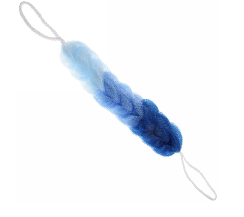 Мочалка для тела полипропиленовая "Косичка-Премиум", цвет сине/голубой, 31х5см, 60грамм, Zip пакет  #1