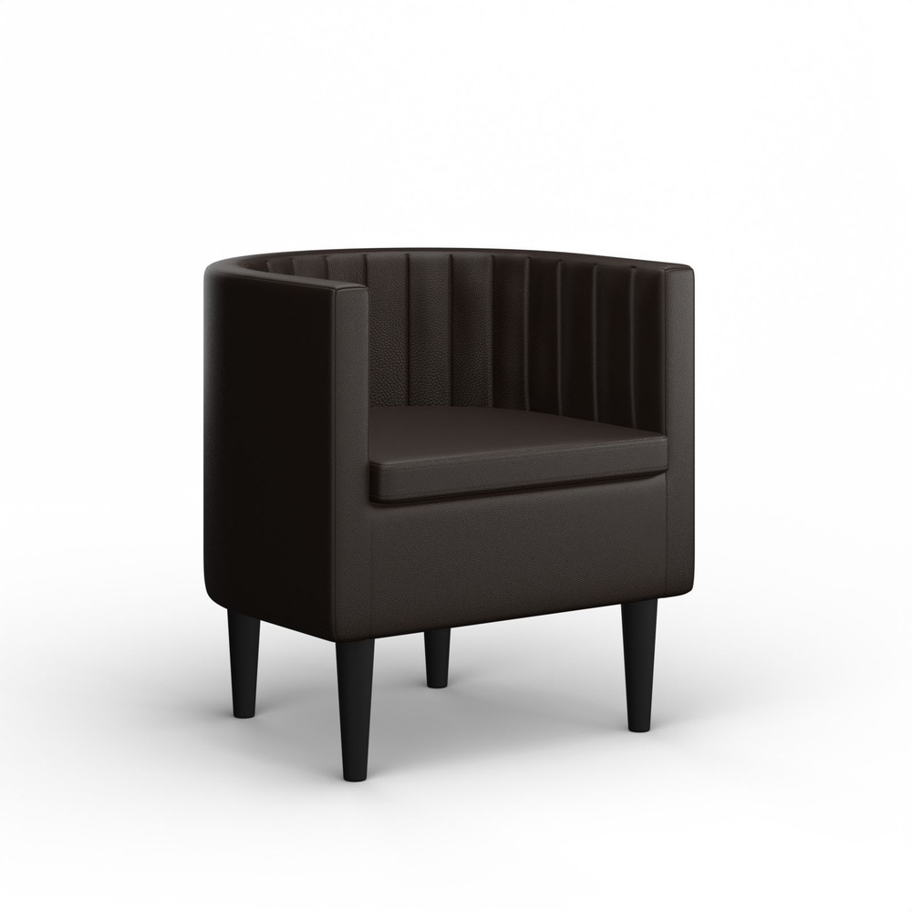 Кресло Chaitay на деревянных ножках с подлокотниками кресло для отдыха дома и офиса в Экокоже Коричневый #1