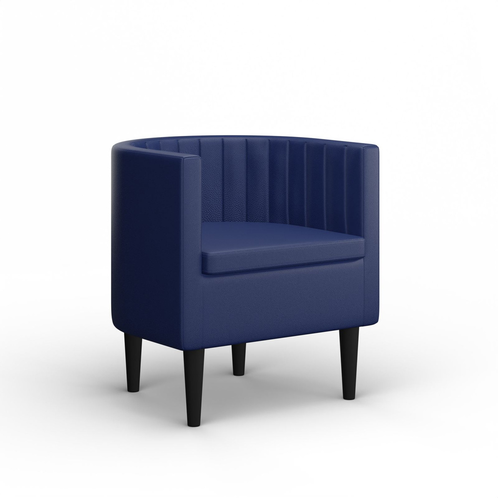 Кресло Chaitay на деревянных ножках с подлокотниками кресло для отдыха дома и офиса в Экокоже Синий  #1