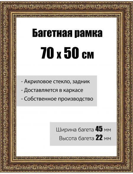 Рамка багетная для картин со стеклом 70 x 50 см, модель РБ-045  #1