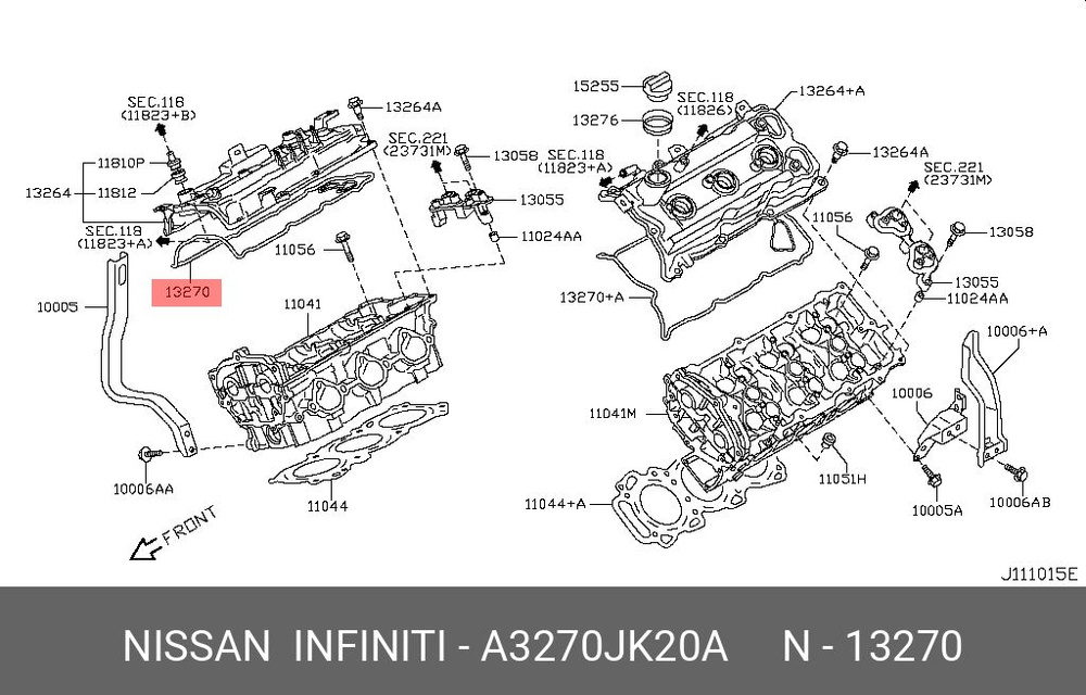 Nissan Прокладка двигателя, арт. A3270-JK20A, 1 шт. #1