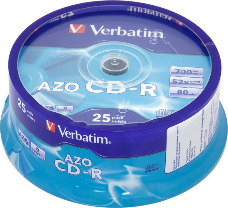 Диск CD-R Verbatim 700Mb 52x Cake Box DataLife (25шт) 43352 AZO #1