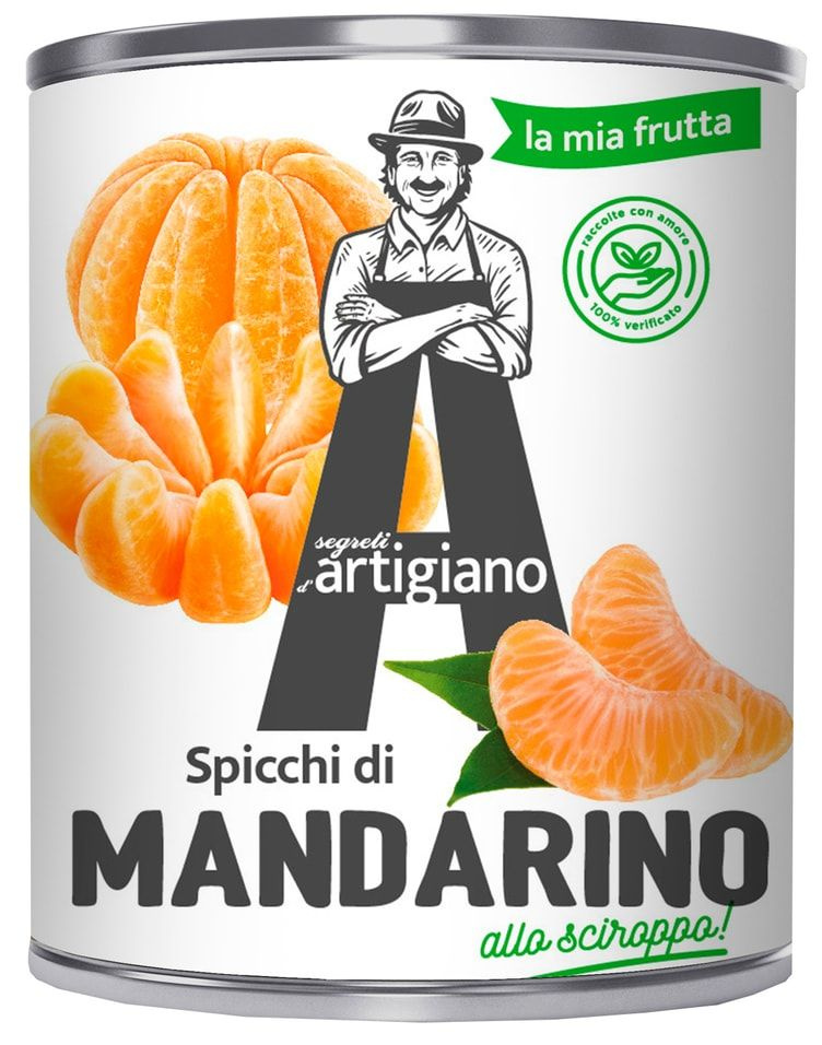 Segreti D Artigiano Мандарины дольки в легком сиропе, 0.312кг/314 мл #1