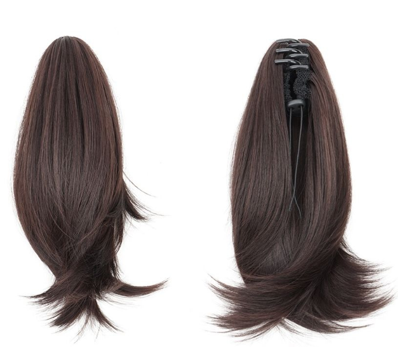 Хвост на крабе - шиньон для волос на крабе (тёмно-коричневый) 25 см  #1