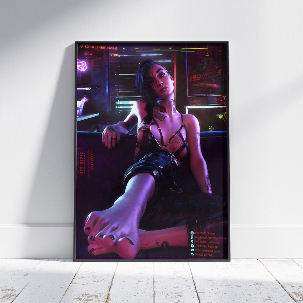 Плакат на стену для интерьера Киберпанк 2077 (Джуди Альварес 2) - Постер по игре формата А3 (30x42 см) #1