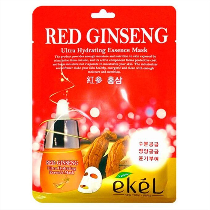 Тканевая маска для лица с экстрактом красного женьшеня EKEL Red ginseng Ultra Hydrating Essence Mask #1