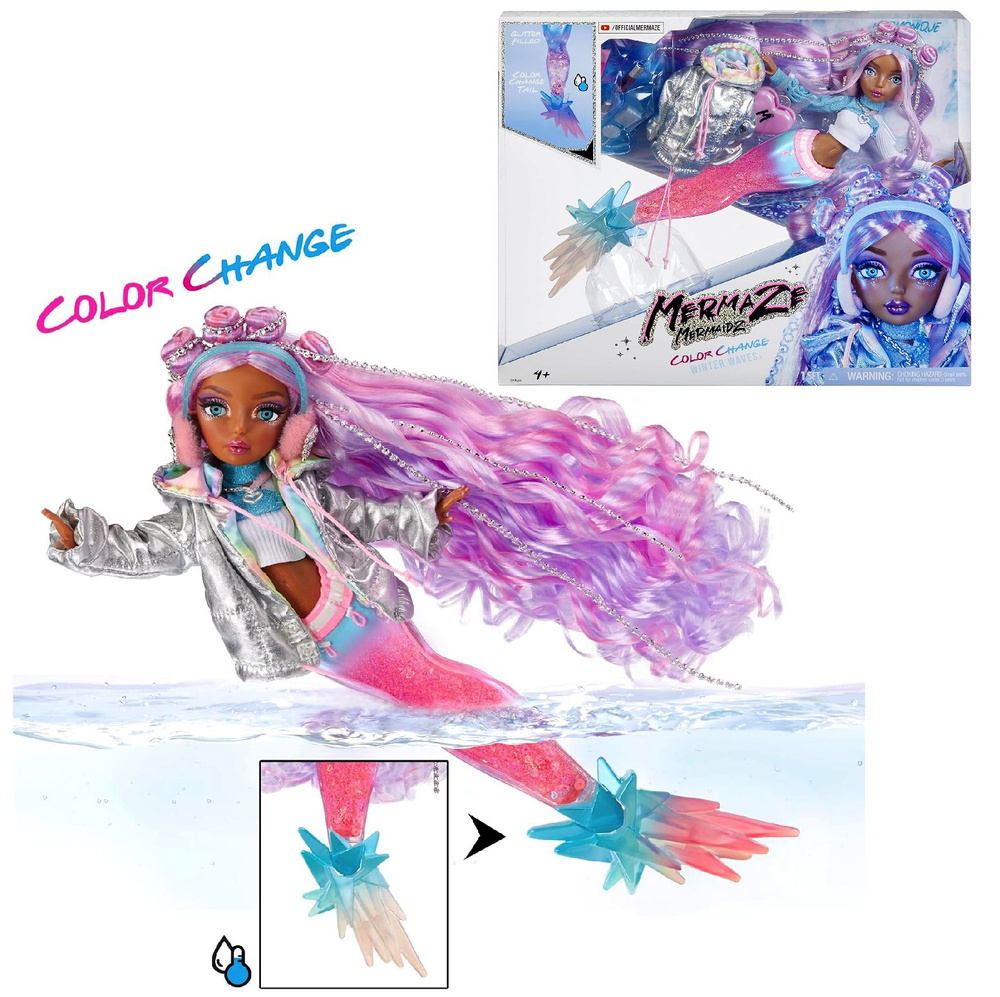 Кукла Русалка Гармоник меняет цвет 34 см - Mermaze Mermaidz Winter Waves Harmonique 585398  #1