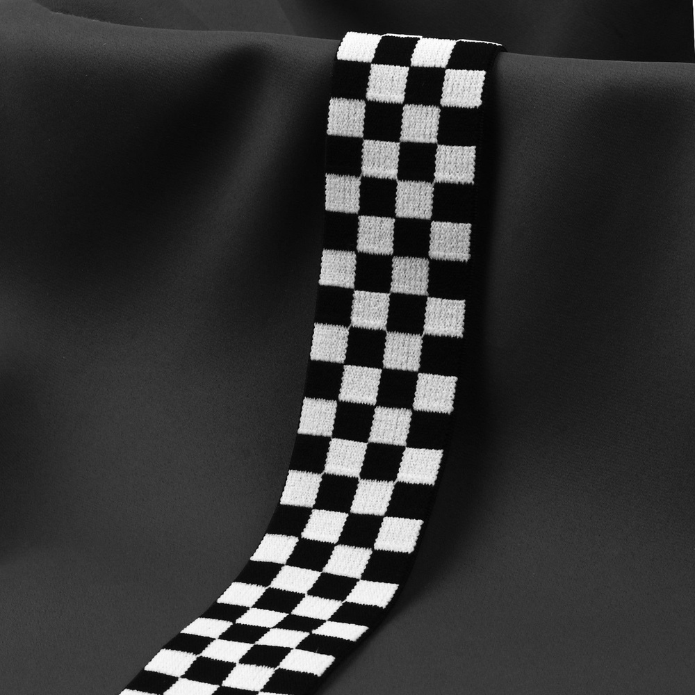 Резинка тканая "Шахматы", мягкая, 40 мм, 4,5 м, цвет чёрный/белый  #1