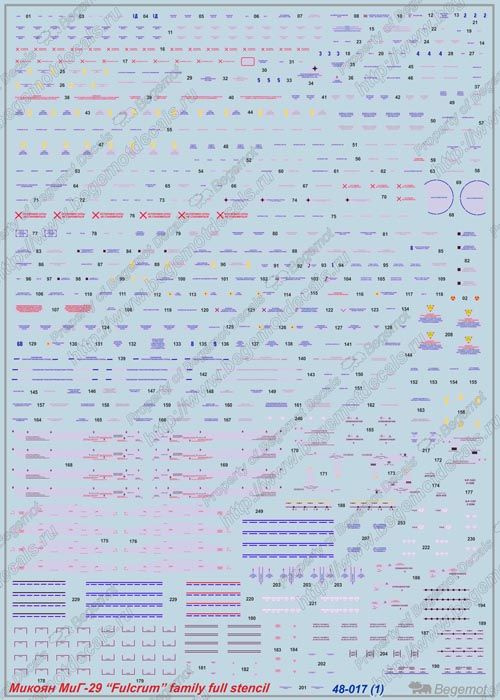 Деколь Микоян МиГ-29 технические надписи, 1/48 #1
