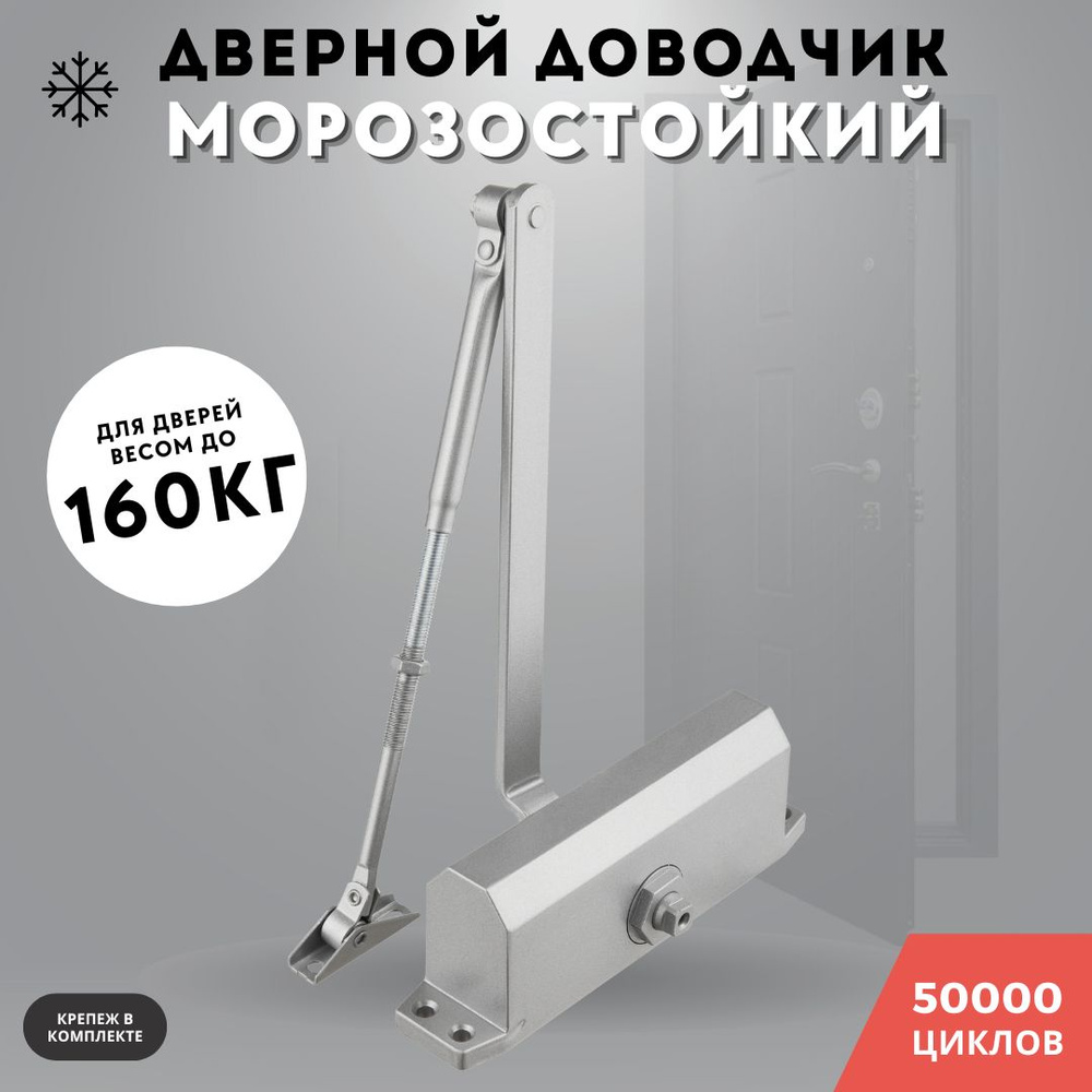 Доводчик дверной морозостойкий, серебро до 160кг 605 (silver) #1