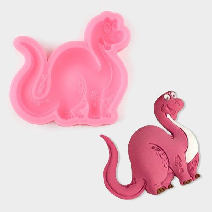 Силиконовый молд Динозавр, 8 x 8 x 12 см, цвет розовый #1