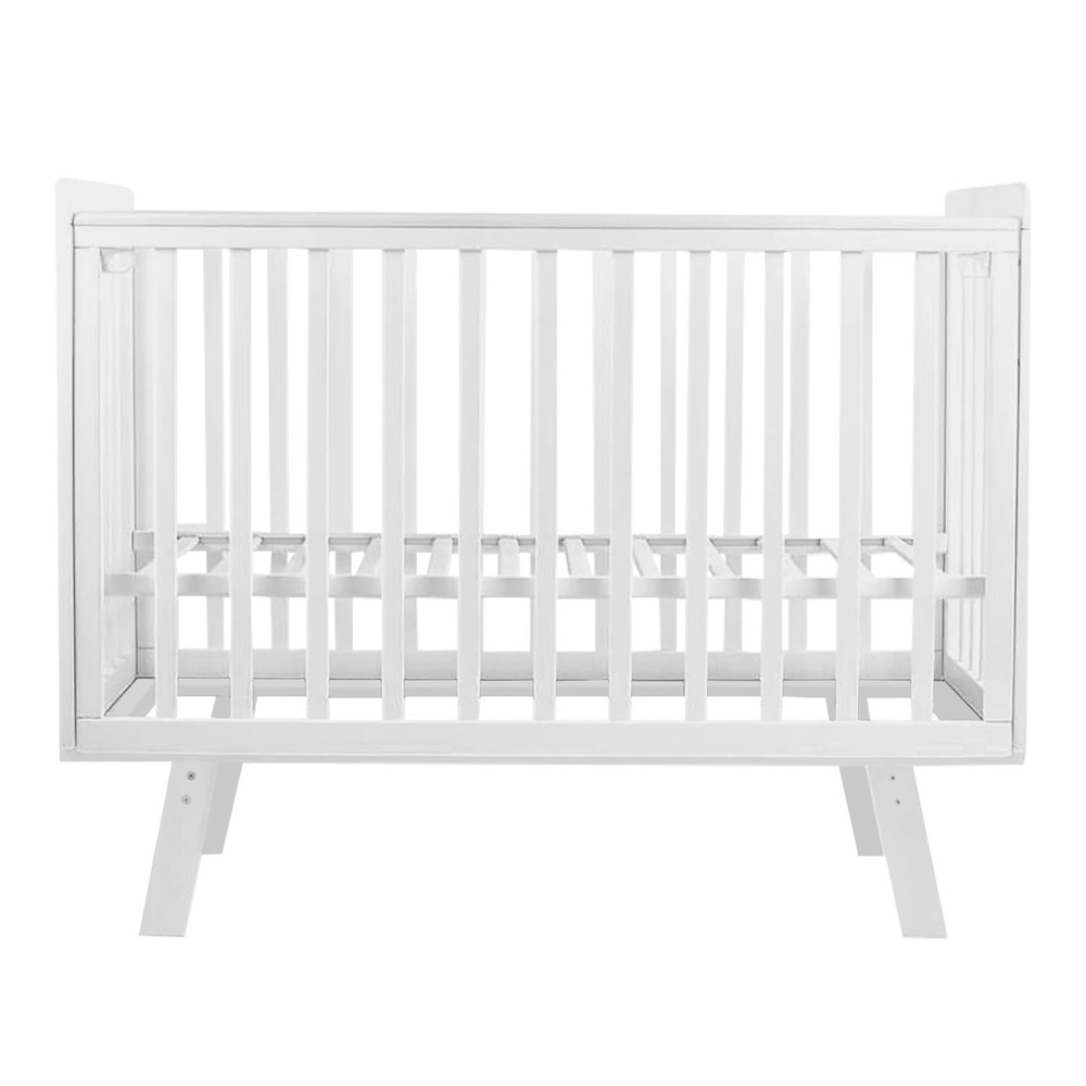 Кроватка детская Indigo Style для новорожденных, легкосъемная стенка, ножки, массив березы, белый, белый #1
