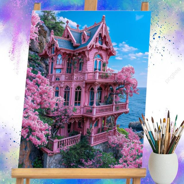 Картина по номерам пейзаж "Дом у моря", холст на подрамнике 40x50  #1
