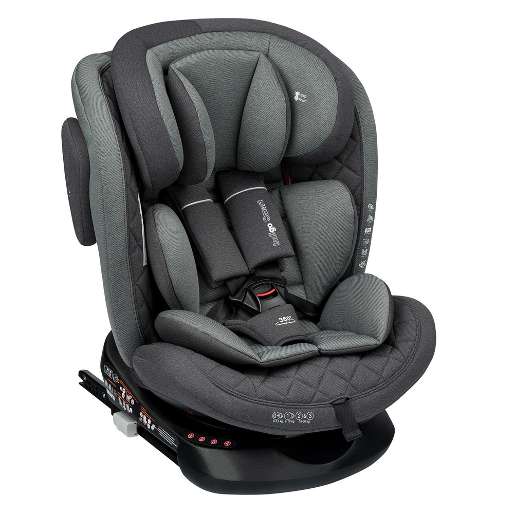 Автокресло Indigo Smart NEW, isofix 0-36 кг, 0-12 лет, группа 0+/1/2/3 (0-36кг ), с защитой SPS. Цвет: #1