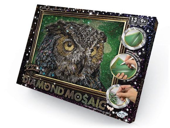 Алмазная мозаика Danko Toys Diamond Mosaic малый Сова (DM-02-01) #1