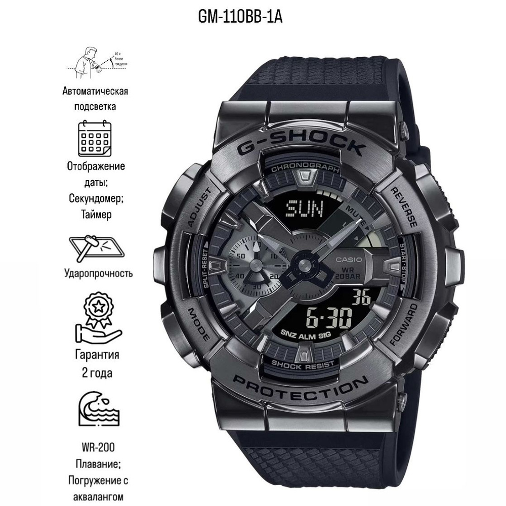 Часы наручные Кварцевые Японские наручные часы G-SHOCK GM-110BB-1ADR  #1