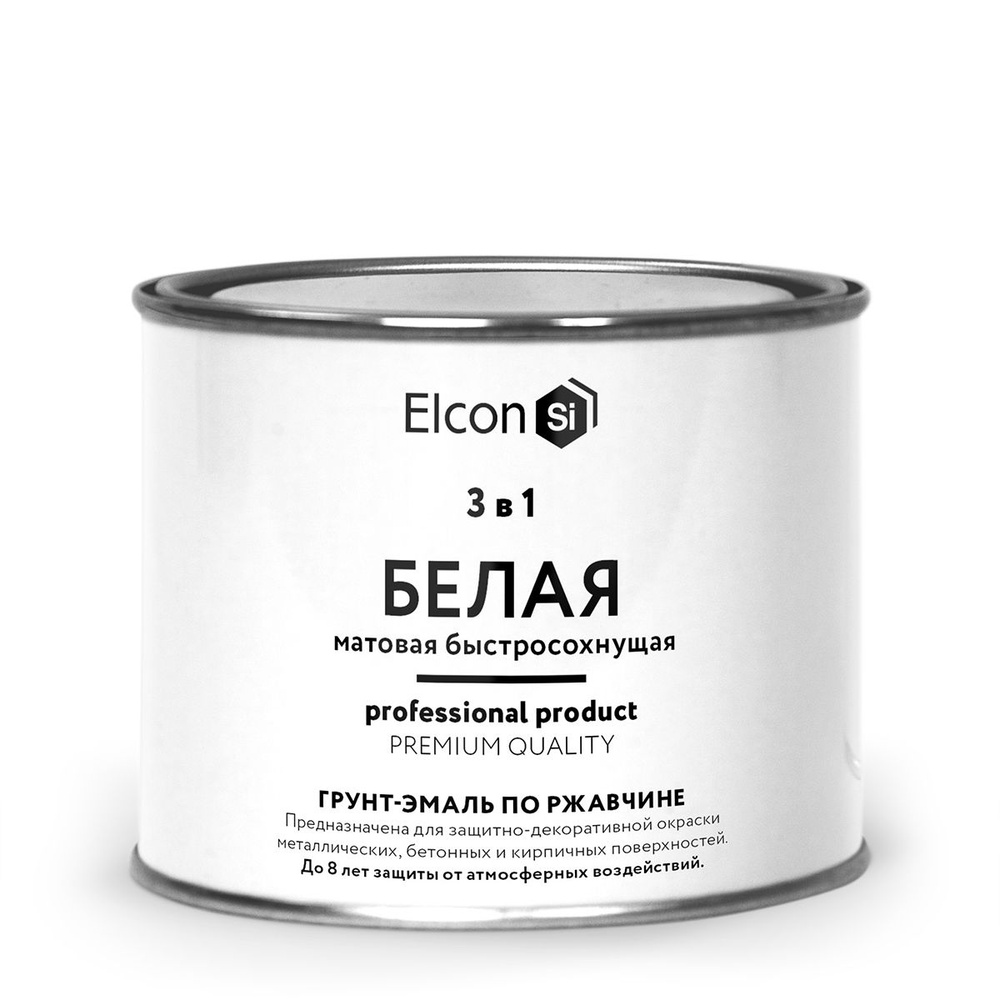 Elcon Грунт-эмаль Быстросохнущая, Матовое покрытие, 0.4 л, белый  #1