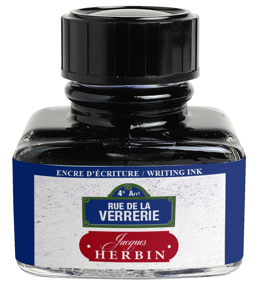 Чернила в банке Herbin, 30 мл, Цвета Парижа Rue De La Verrerie Синий #1